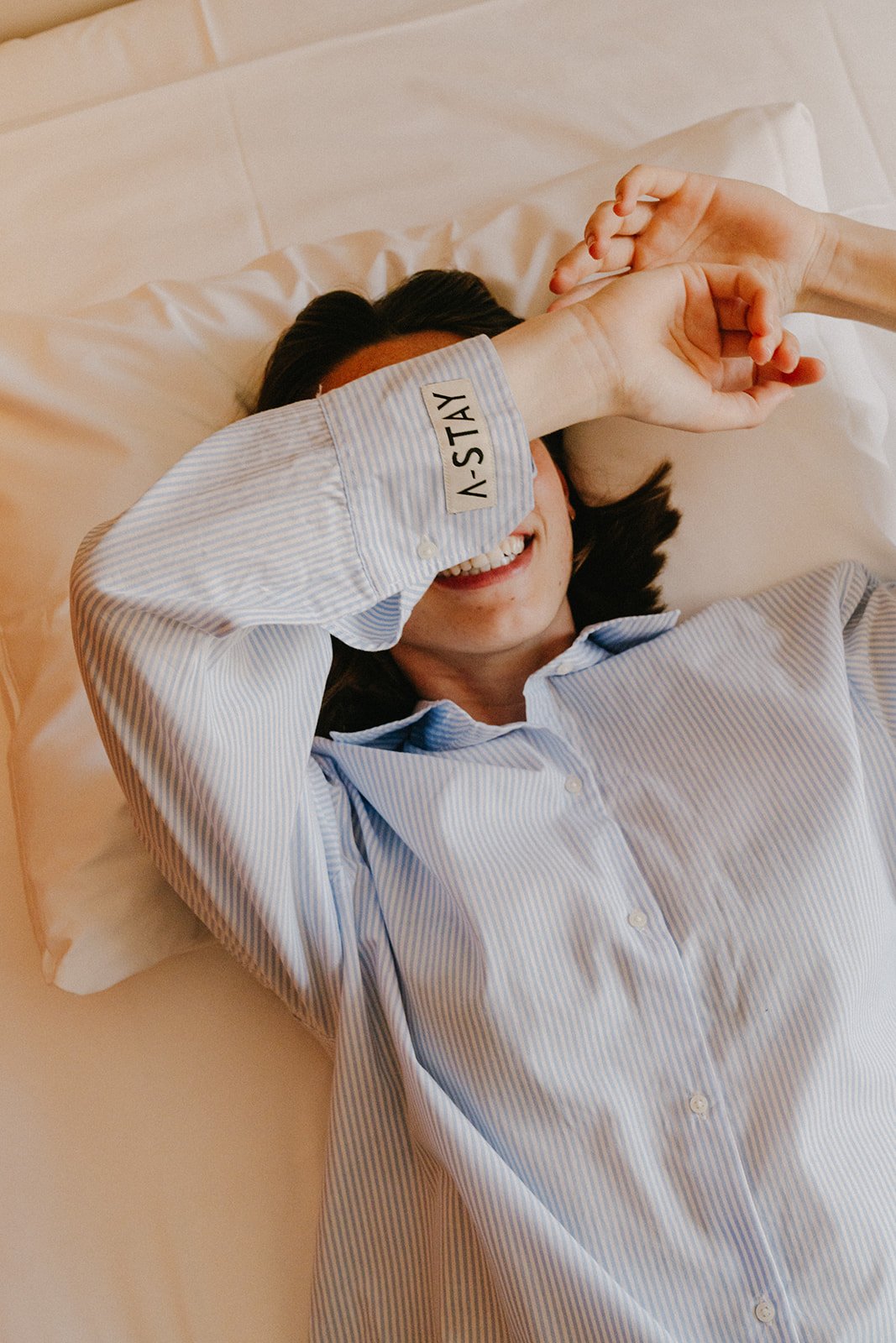 A-STAY pyjama shirt on bed
